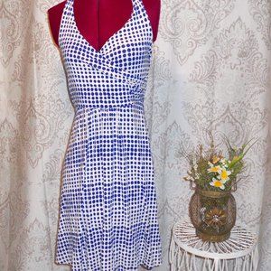 Boden 8P Blue/White Dots Halter Dress St. Lucia UK Size 12P